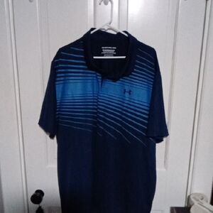 Under Armour Men’s Navy Polo with Blue Gradient Stripes